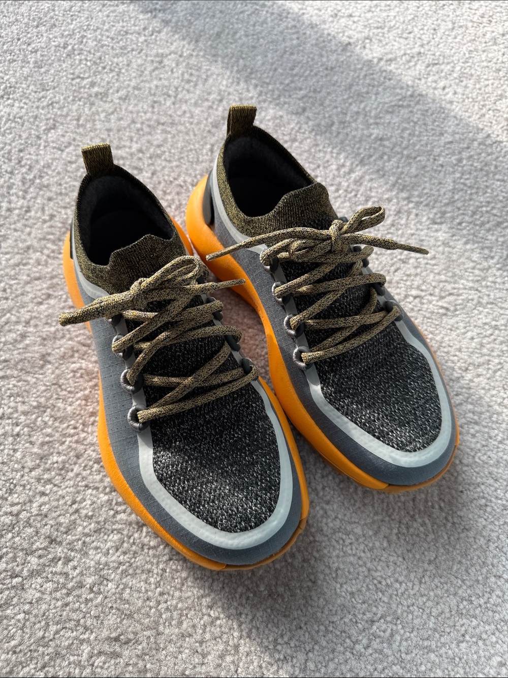 allbirds Charcoal Knit Sneakers with Orange Sole